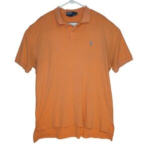 Polo Ralph Lauren Mens XL Orange Short Sleeve Polo‎ Shirt 100% Cotton Blue Pony